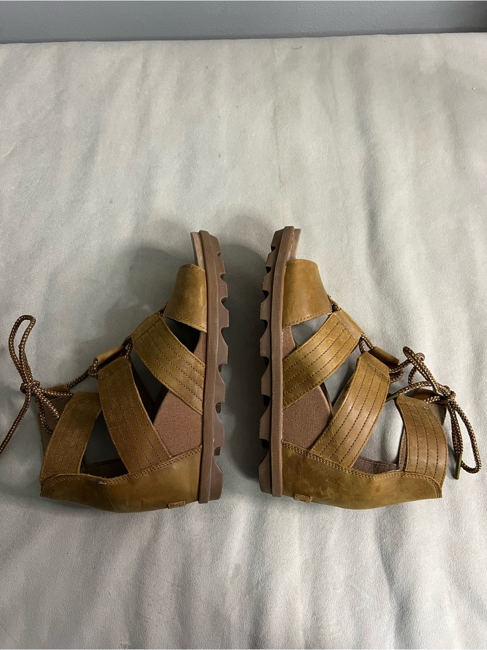 🤎 SOREL Joanie Lace Gladiator Sandals Leather Lace-Up Wedge Sandals Size 10 - Picture 6 of 10